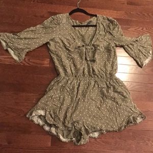 XL Abercrombie Green Polkadot Romper